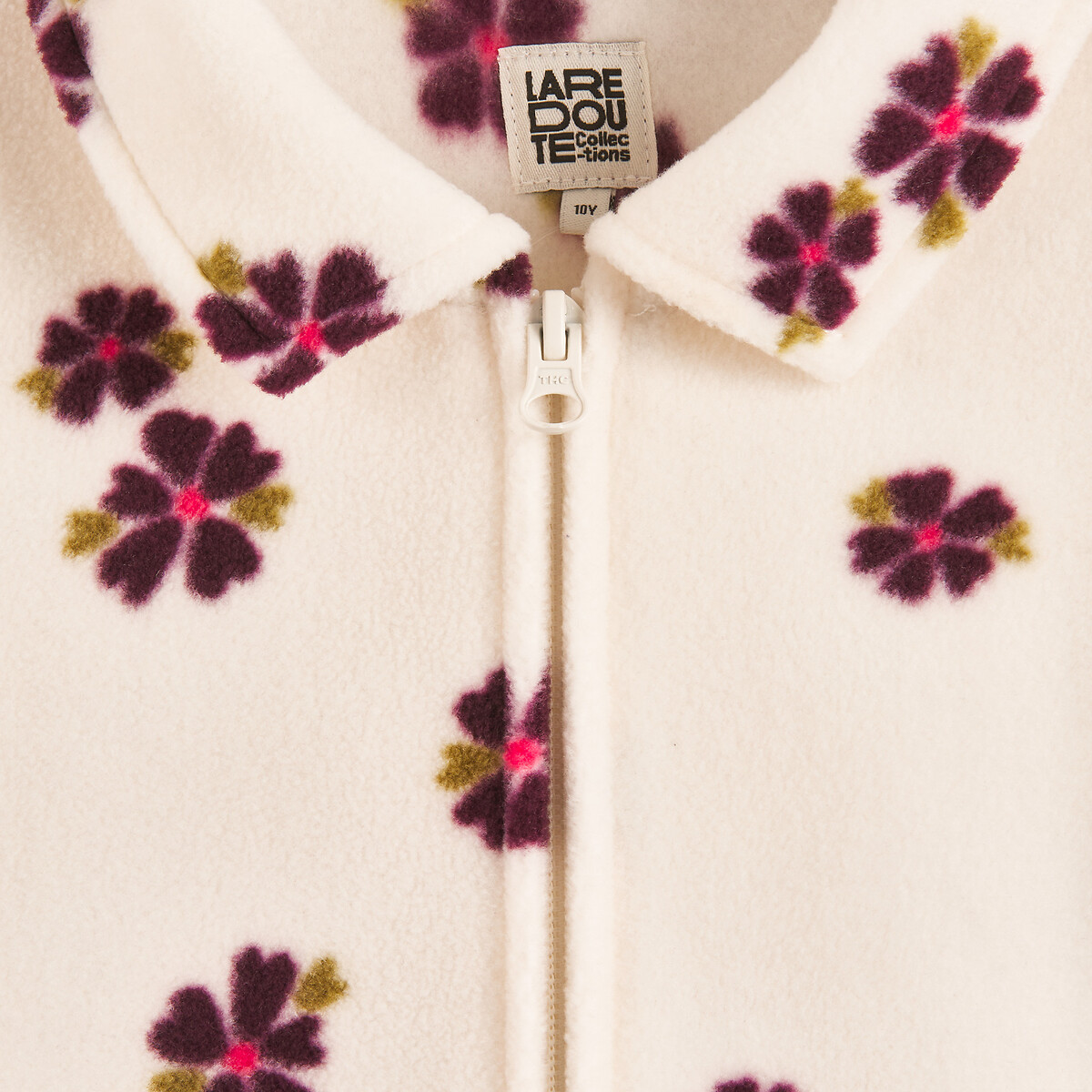 Veste zippée en polaire, imprimé floral imprimé écru, LA REDOUTE COLLECTIONS