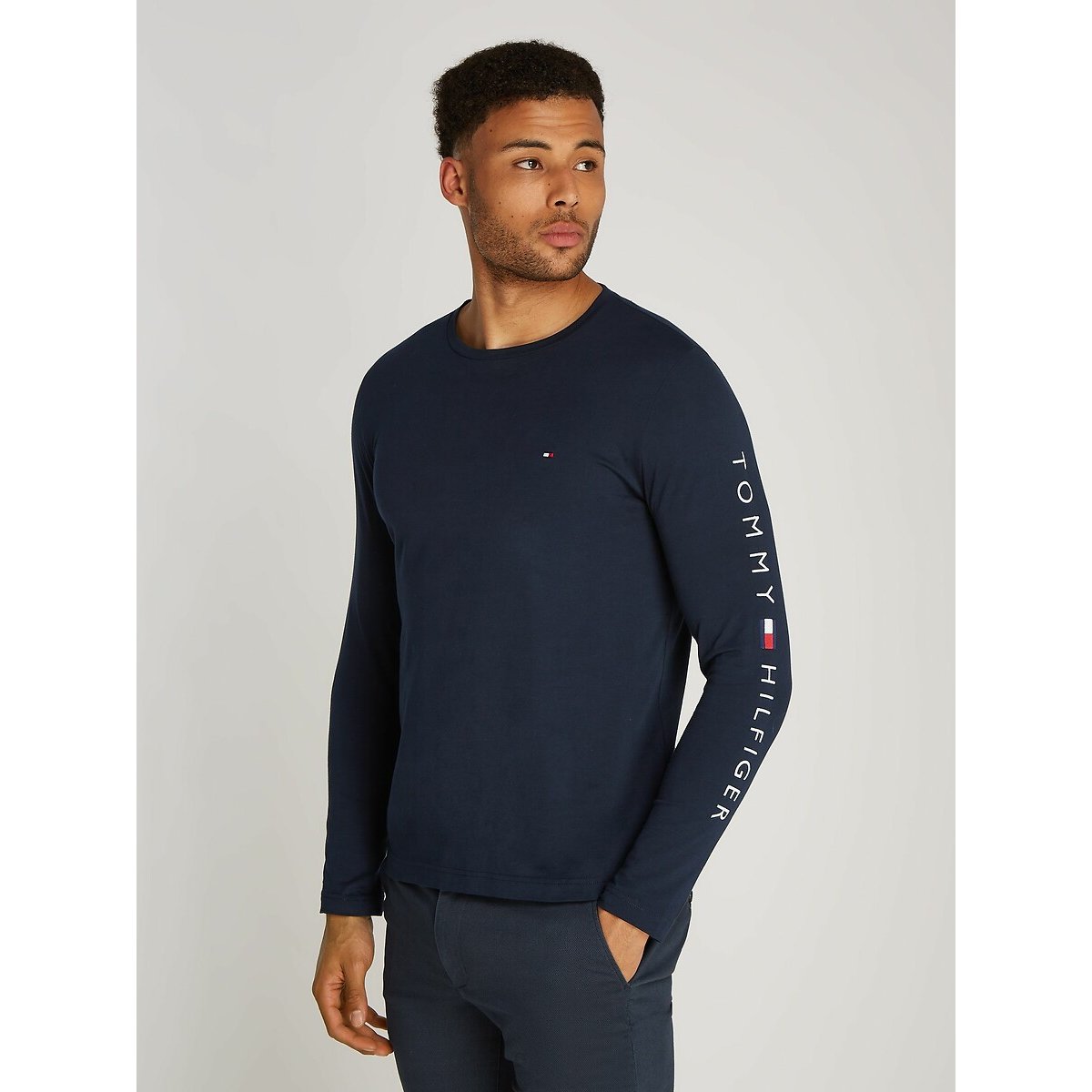 T-shirt manches longues Tommy Logo bleu marine, TOMMY HILFIGER