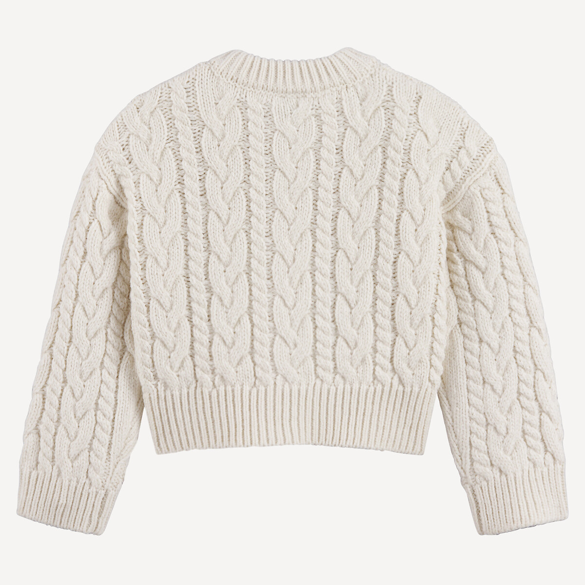 Gilet boutonné en grosse maille torsadée ecru, LA REDOUTE COLLECTIONS