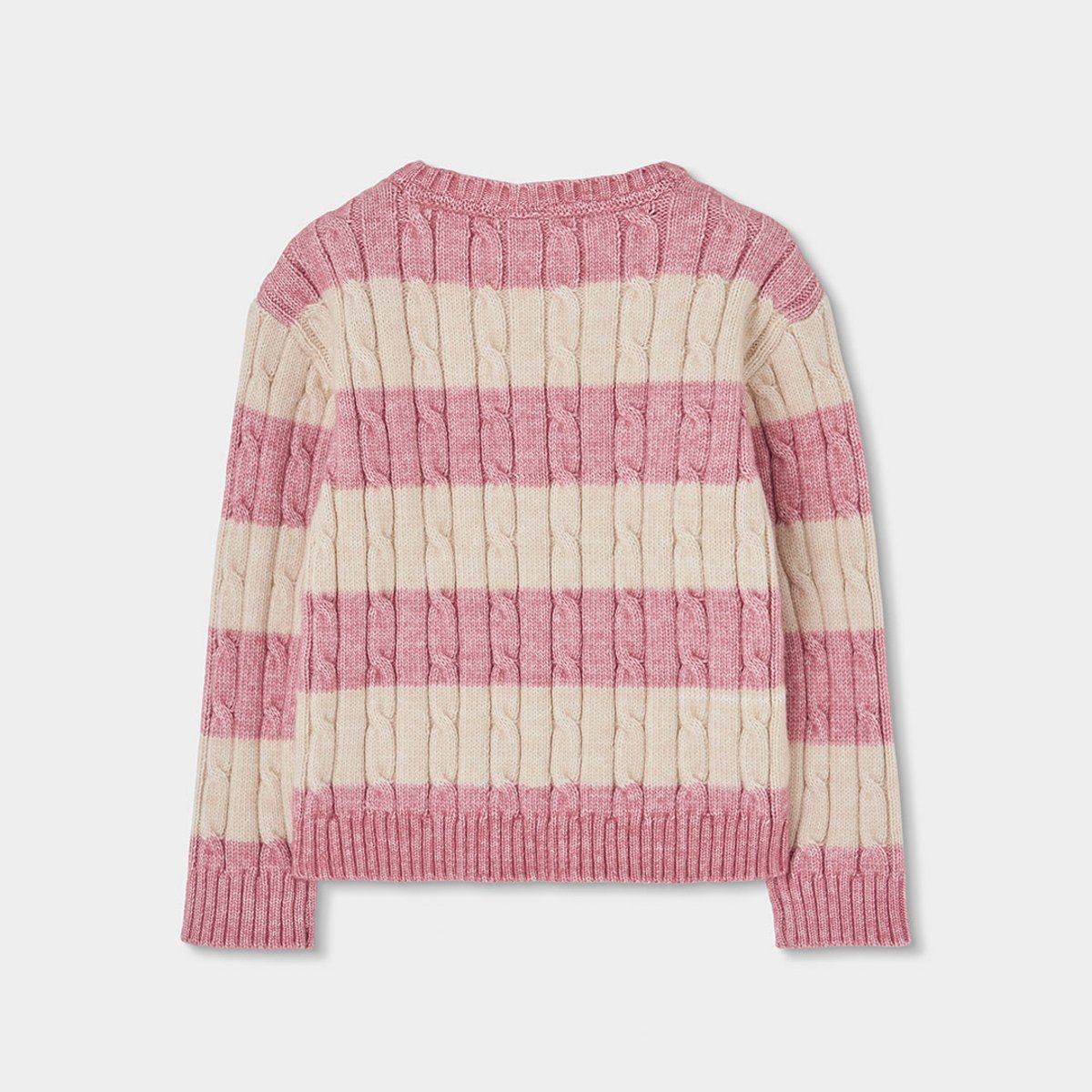 Pull fille à rayures avec torsades bleu, BOBOLI