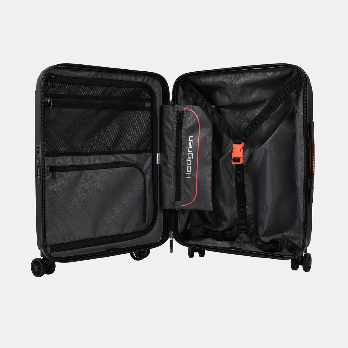 Valise cabine rigide 4 roues sécurisée black, HEDGREN
