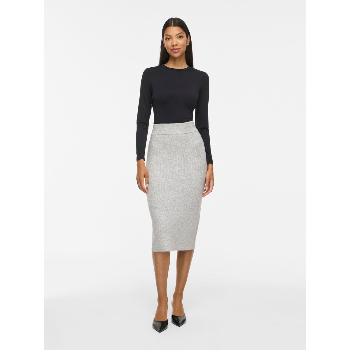 Jupe En Maille gris - light grey melange1, VILA