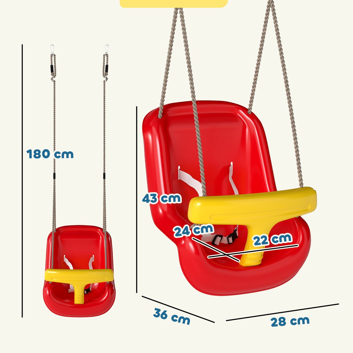 Balançoire pour enfants PE Rouge rouge et jaune, AIYAPLAY