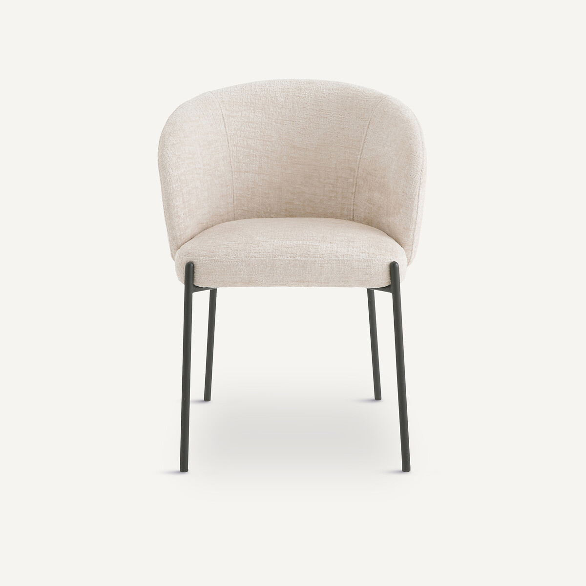 Fauteuil de table velours chenille, Kinna albatre, AM.PM