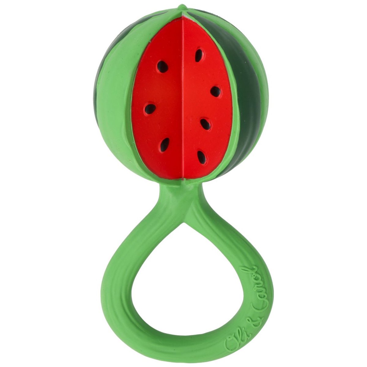 Hochet et anneau de dentition bébé rouge, vert, OLI & CAROL