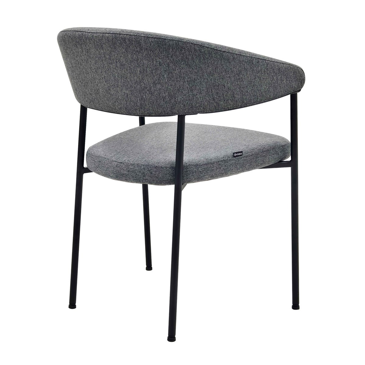 Lot de 2 chaises en tissu et métal, ADELE gris anthracite, OVIALA