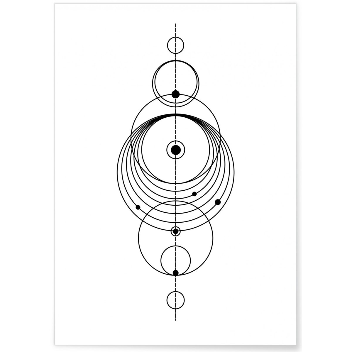 Affiche Line Art Système Solaire blanc, L'AFFICHERIE