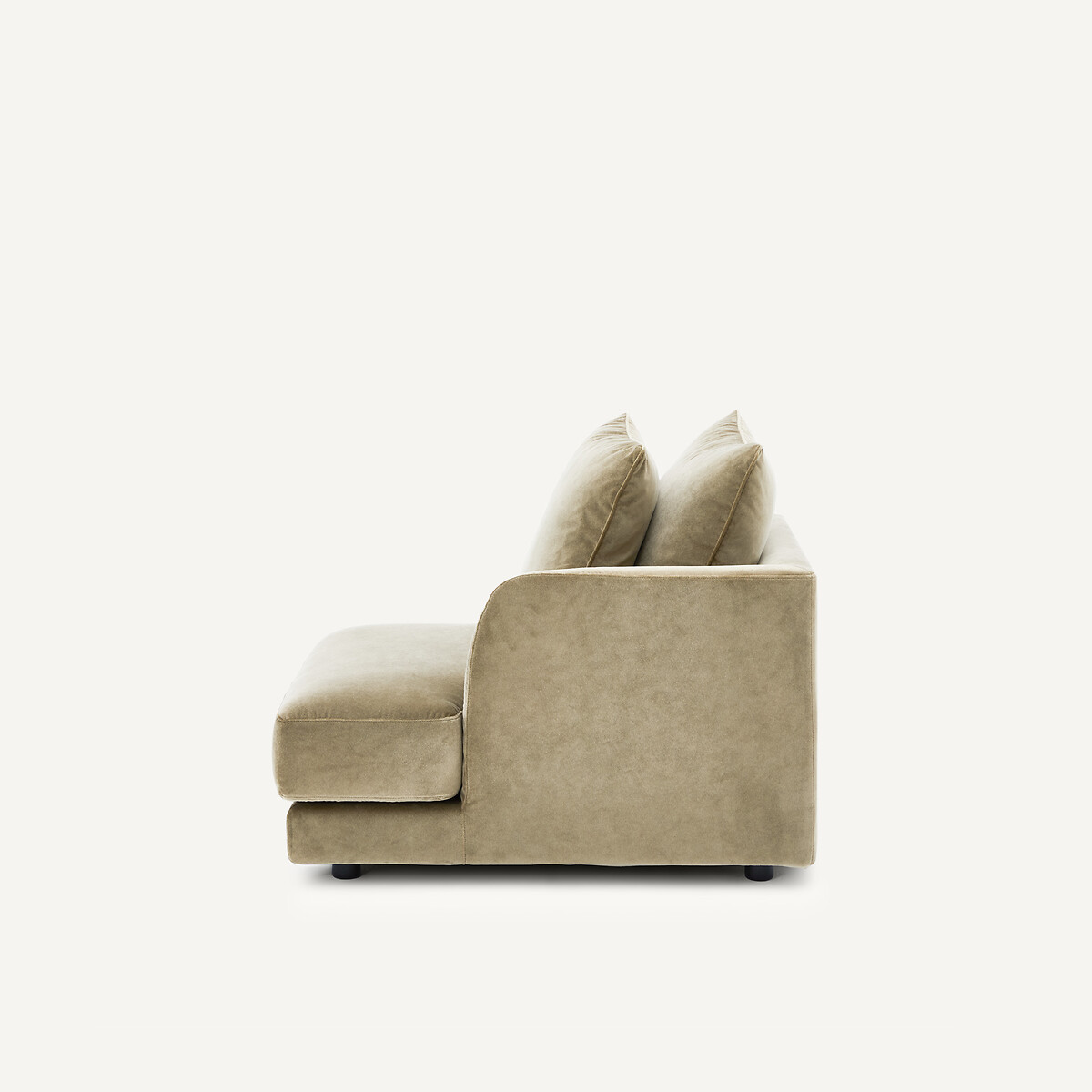 Demi-canapé droit, modulable en velours de lin, TIBERIO tilleul, AM.PM