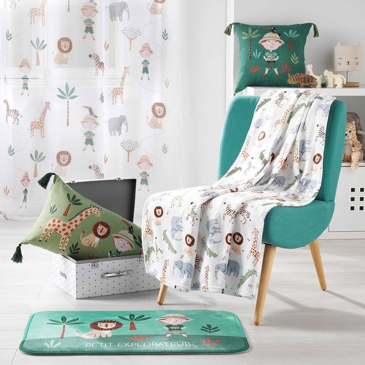 Tapis Rectangle Velours 45x75 Léo L'explorateur vert, DECORATIE