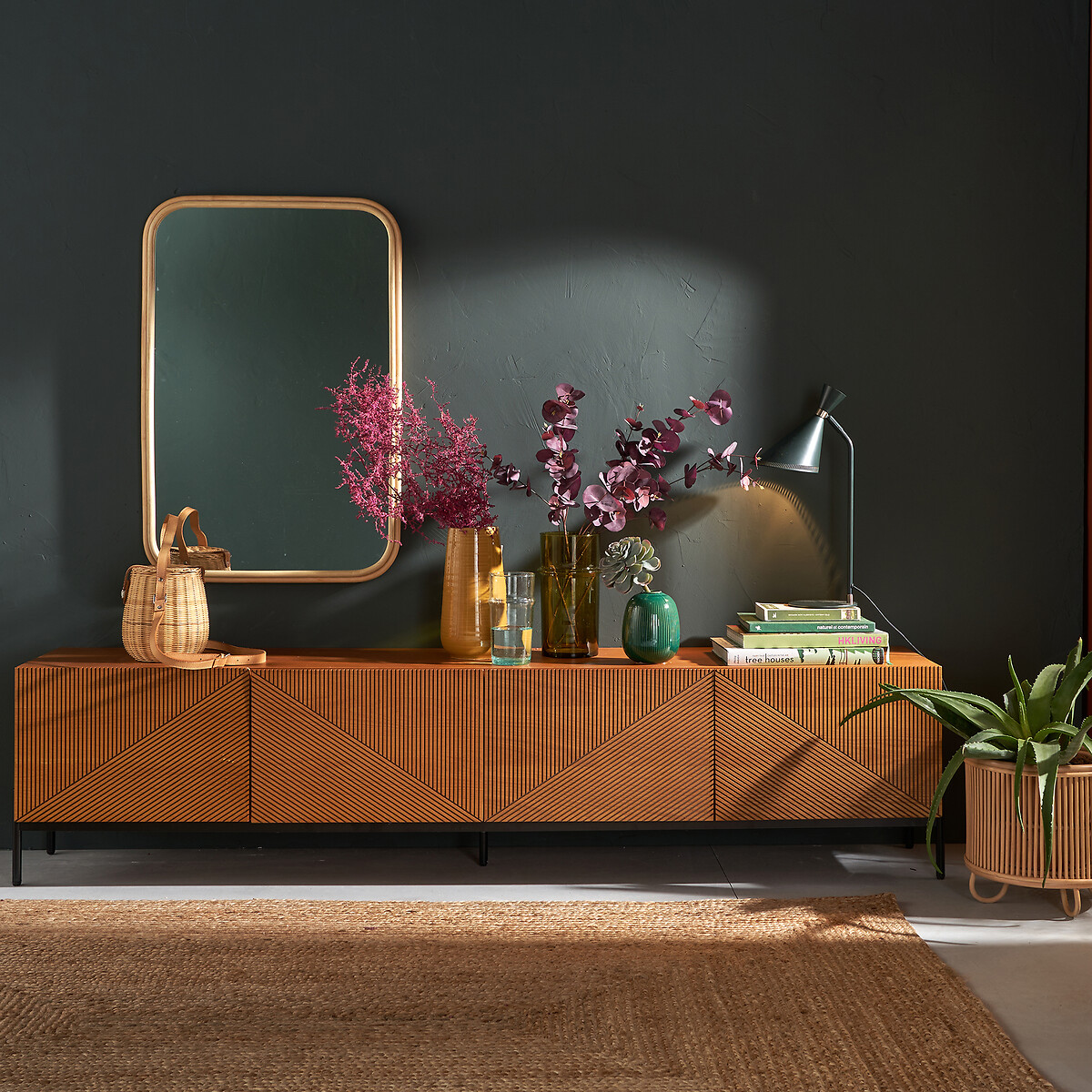 Meuble TV hifi vintage, Lodge coloris noyer, LA REDOUTE INTERIEURS