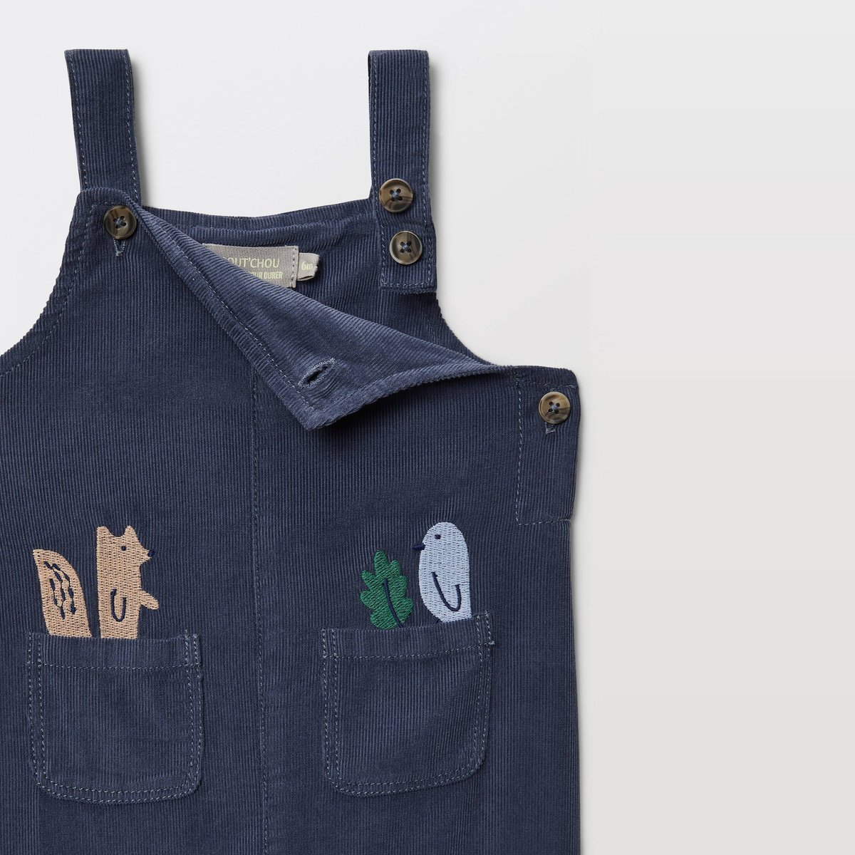 Salopette en coton pierre bleue, BOUT'CHOU