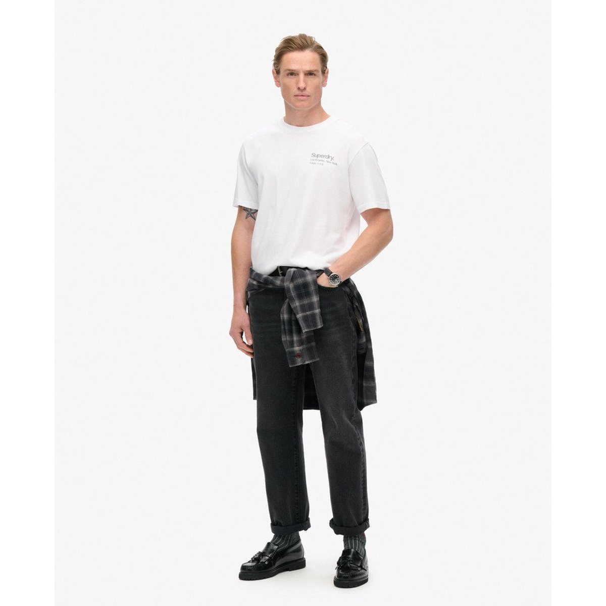 T-shirt ample Core Logo City blanc éclatant, SUPERDRY