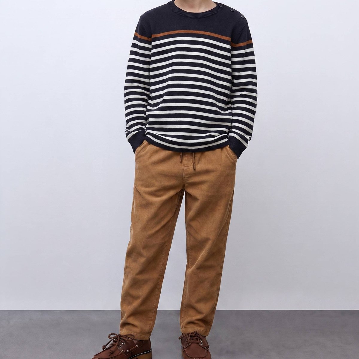 Pull marinière tricolore en laine, marine, MONOPRIX