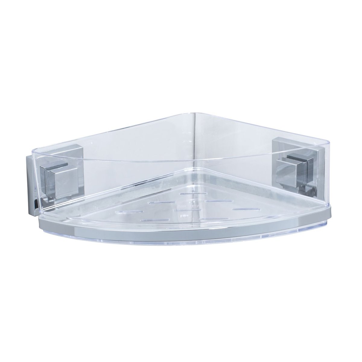 Etagère d'angle de douche sans perçage en acier inox QUADRO argent, WENKO