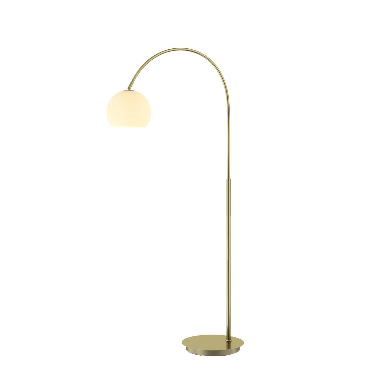 Lampadaire en verre moderne, Cynthia laiton mat, blanc opale, LINDBY