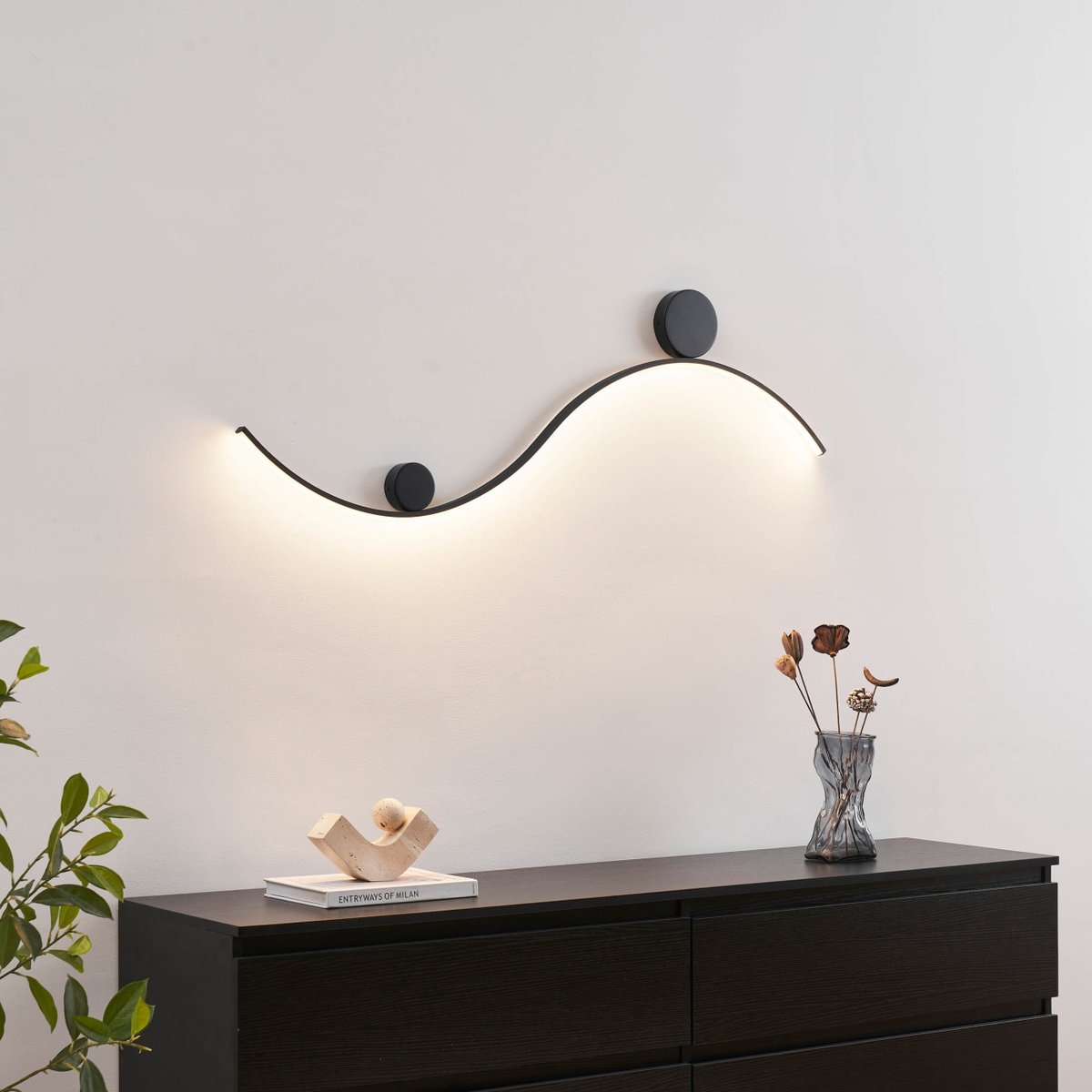 Applique LED noire vague - CURVA noir, KOSILUM