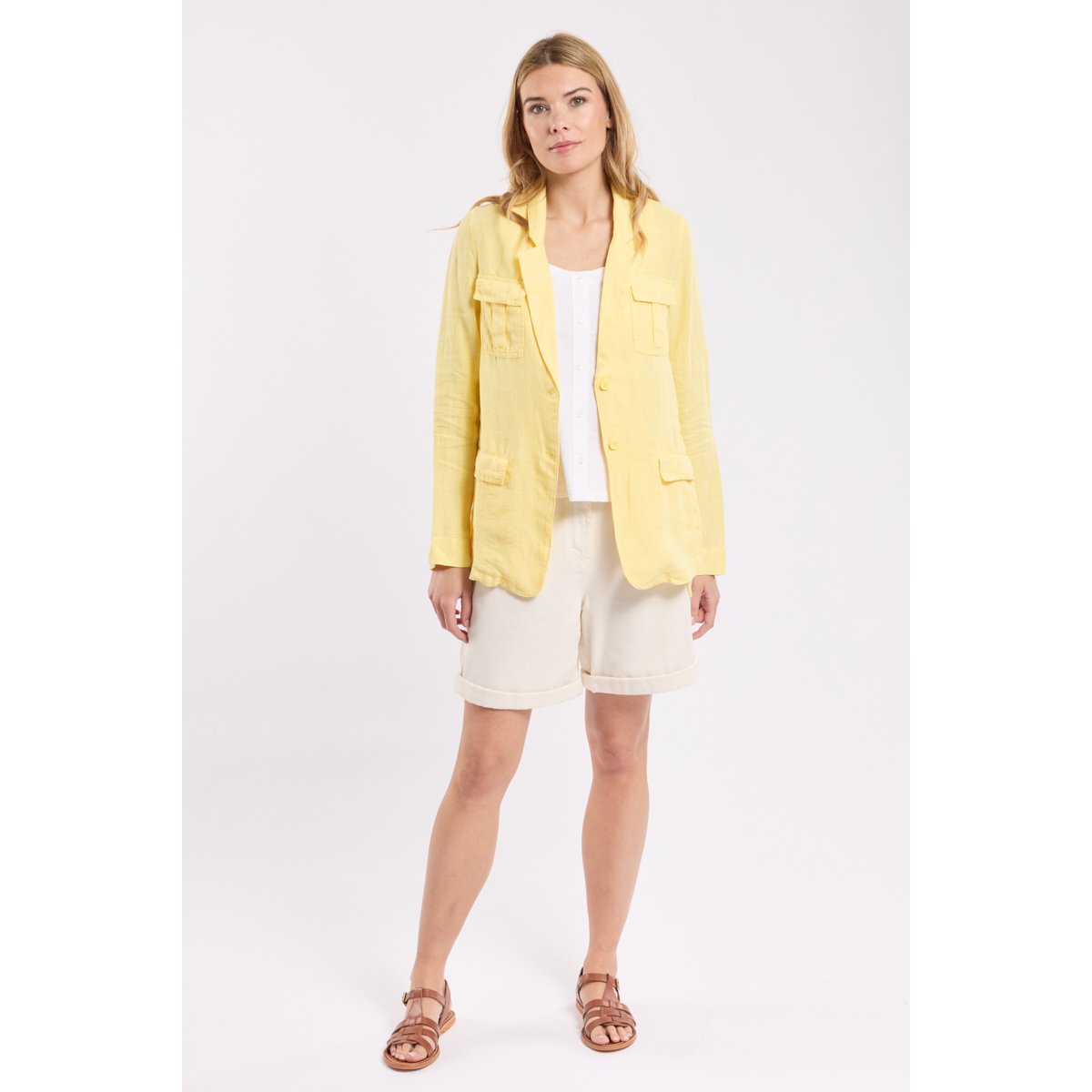 Veste saharienne en lin Sienna paille, TERRE & MER