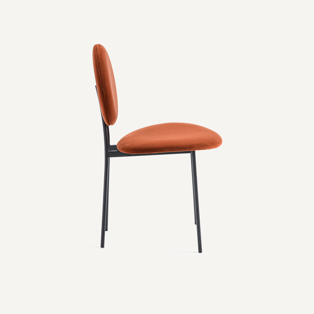 Chaise médaillon en métal acier et velours, Rossy terre de sienne, AM.PM