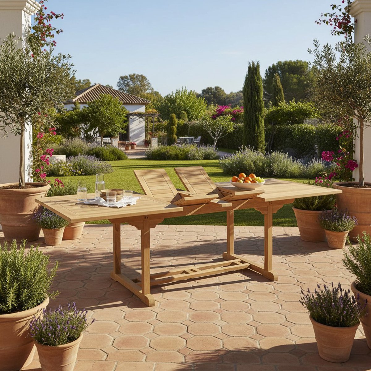 Table extensible rectangulaire teck massif Milan 180/240 x100 cm naturel, TECK ATTITUDE