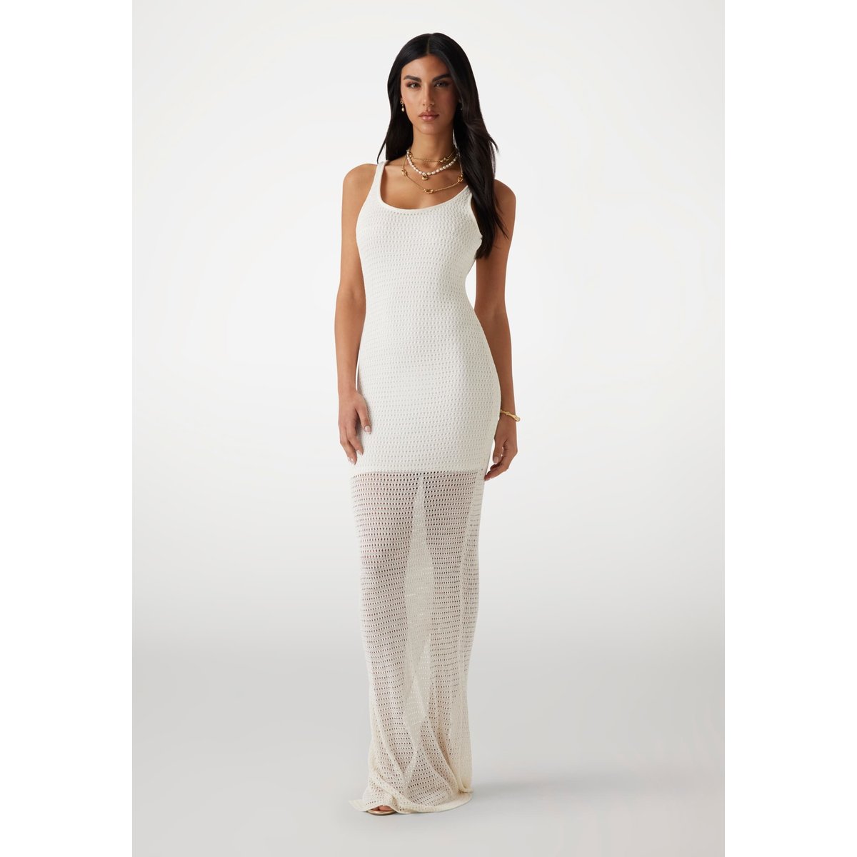 Maxi Robe Bodycon blanc, GUESS