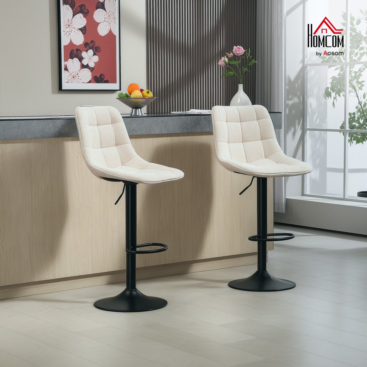 Tabouret de bar Chenille Beige beige, HOMCOM