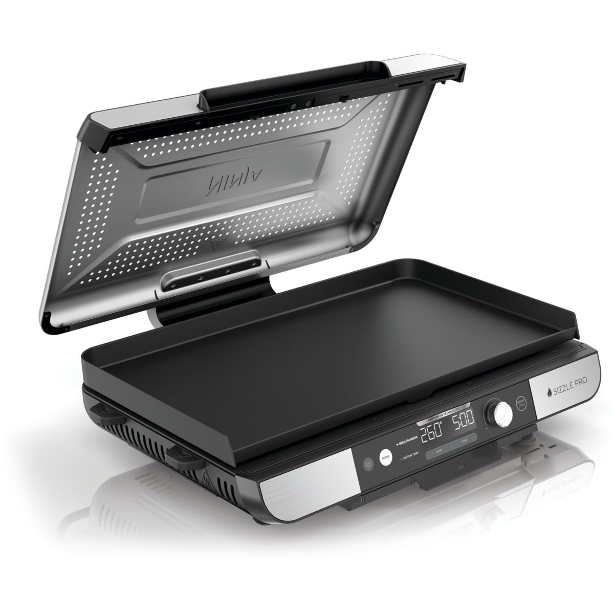 Plancha électrique GX101EU gris grill/plancha intérieurXL à poser, 47x24.7 cm couleur unique, NINJA