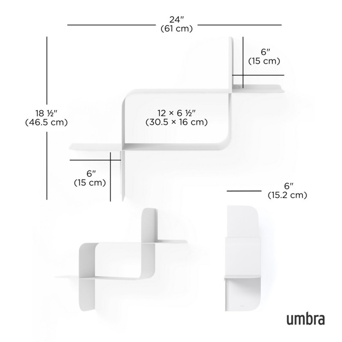 Etagère murale acier modulable  MONTAGE set de 2 blanc, UMBRA