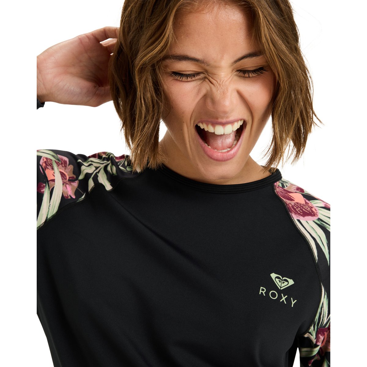 Lycra manches longues BASIC MIX. noir anthracite wind swept floral, ROXY