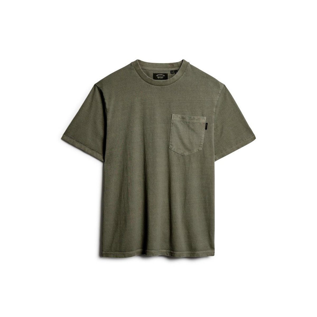 T-shirt à poche avec surpiqûres contrastées gris délavé, SUPERDRY