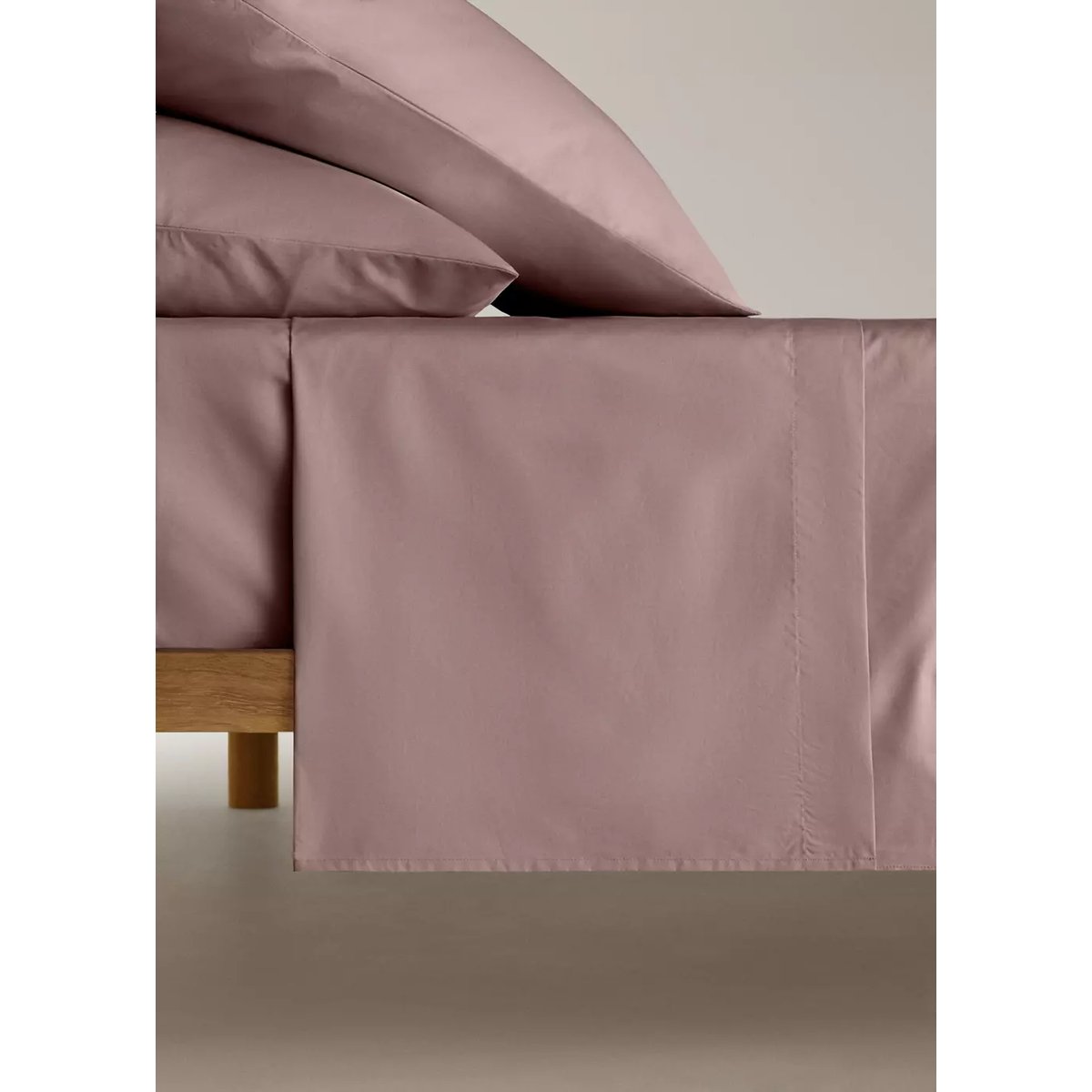 Drap plat percale de coton 200 fils lit 180/200 cm marron, MANGO HOME