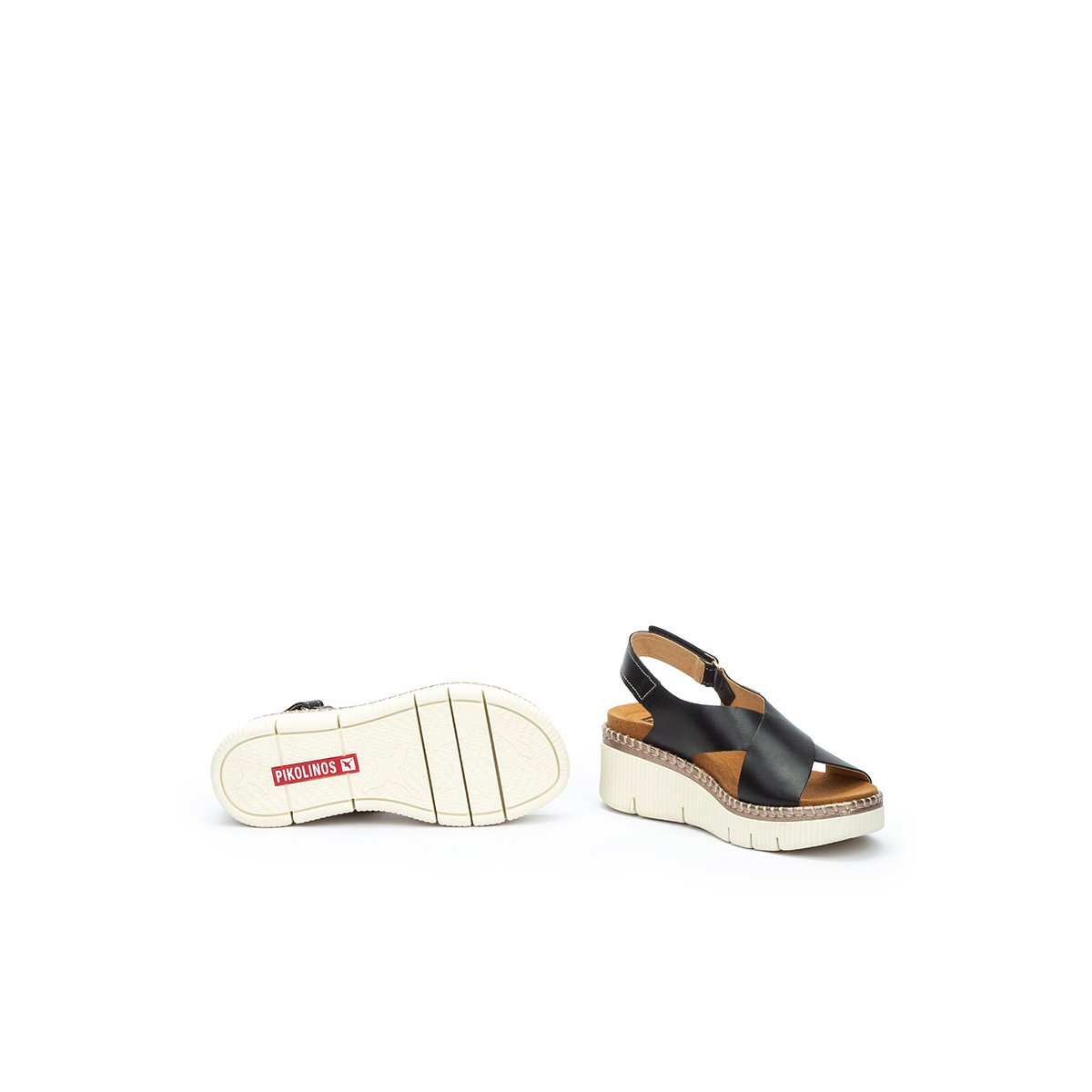 Sandales à semelles compensées cuir Gomera black, PIKOLINOS