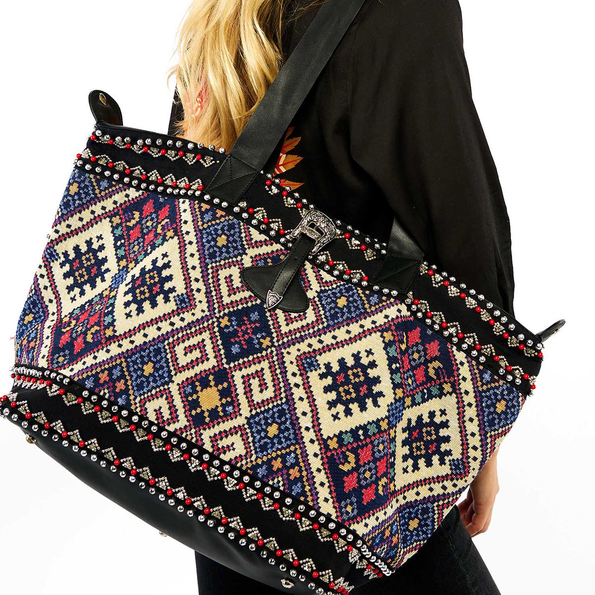 Sac de voyage avec tissu ethnique RUIZ noir, WILD