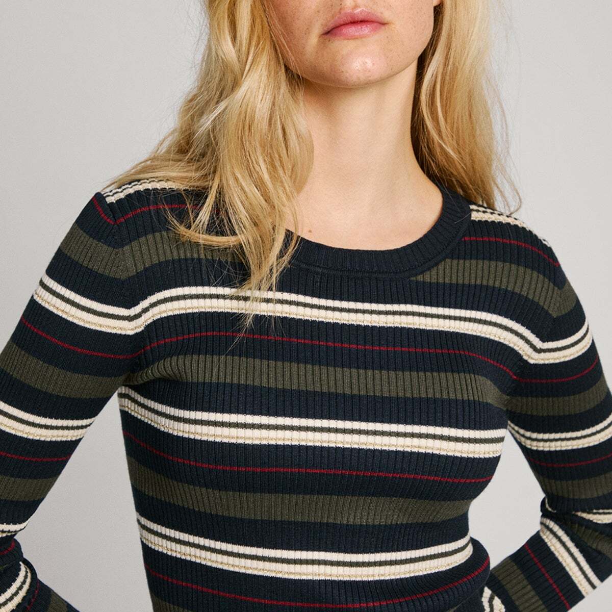 Pull À Rayures Encôtelée vert feuille, PEPE JEANS