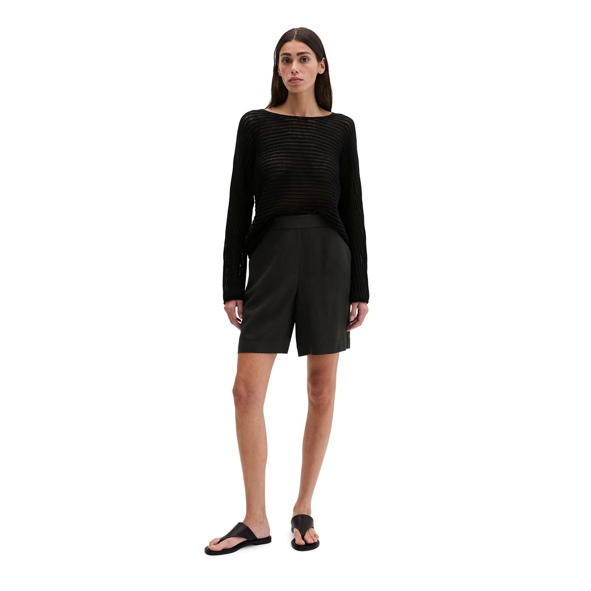Short pull-on droit en TENCEL™ Lyocell noir, MARC O'POLO