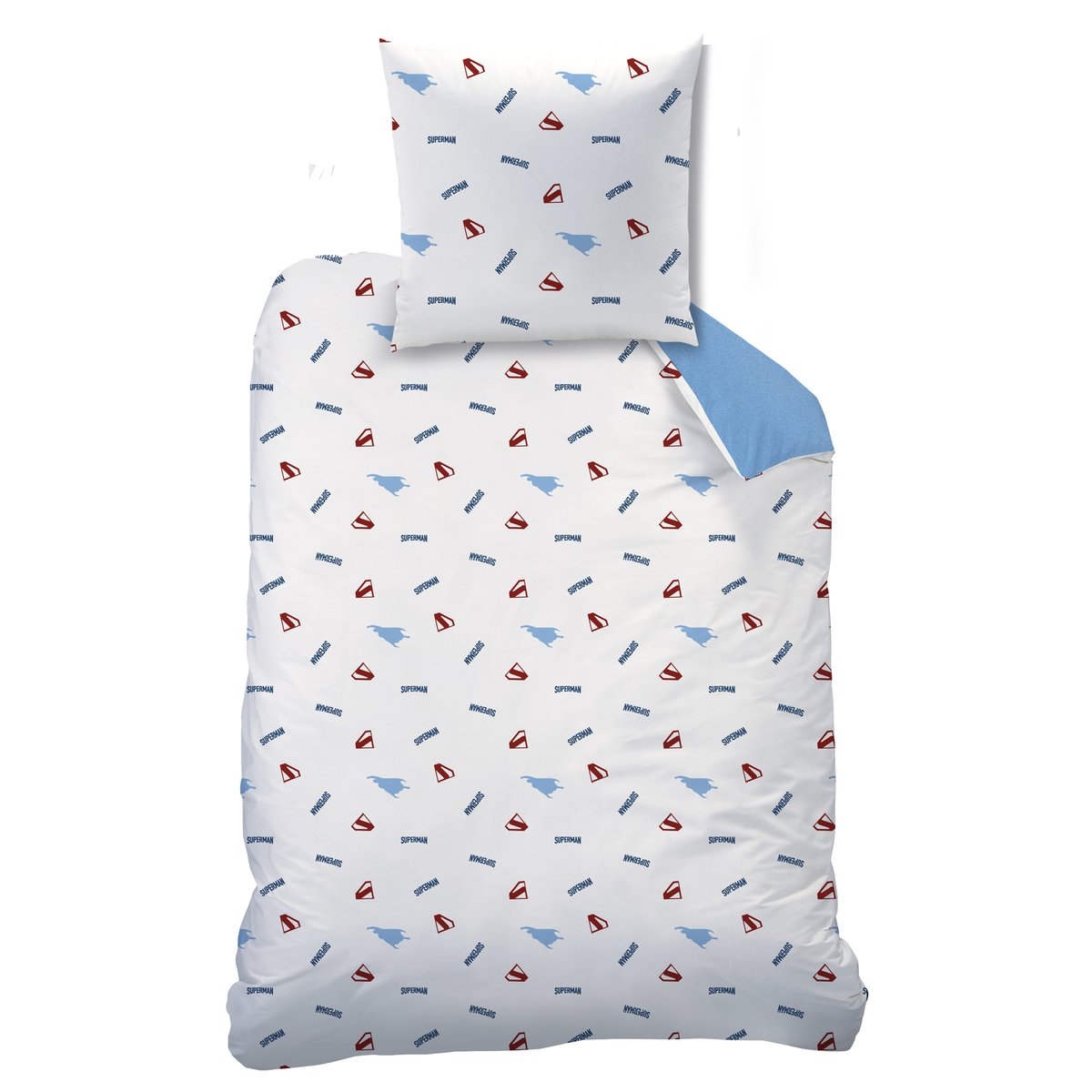 Parure de lit imprimée 100% Coton, MAN bleu/rouge, SUPERMAN