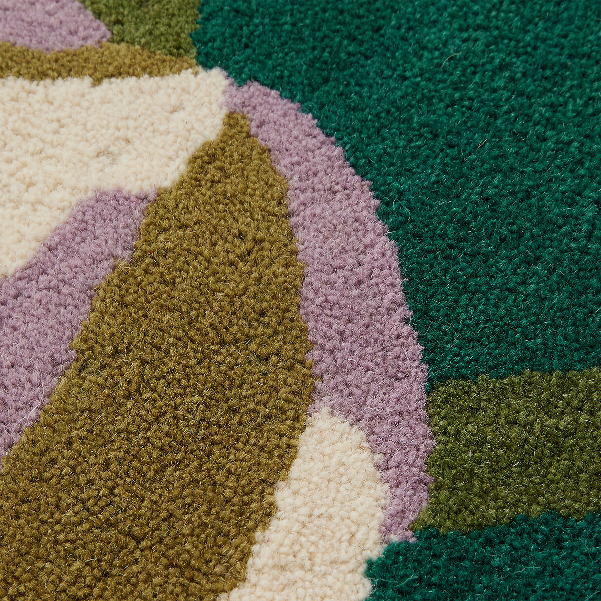Tapete com motivo floral, tufado à mão, em lã pura, FLORALIA verde-petróleo, LA REDOUTE INTERIEURS