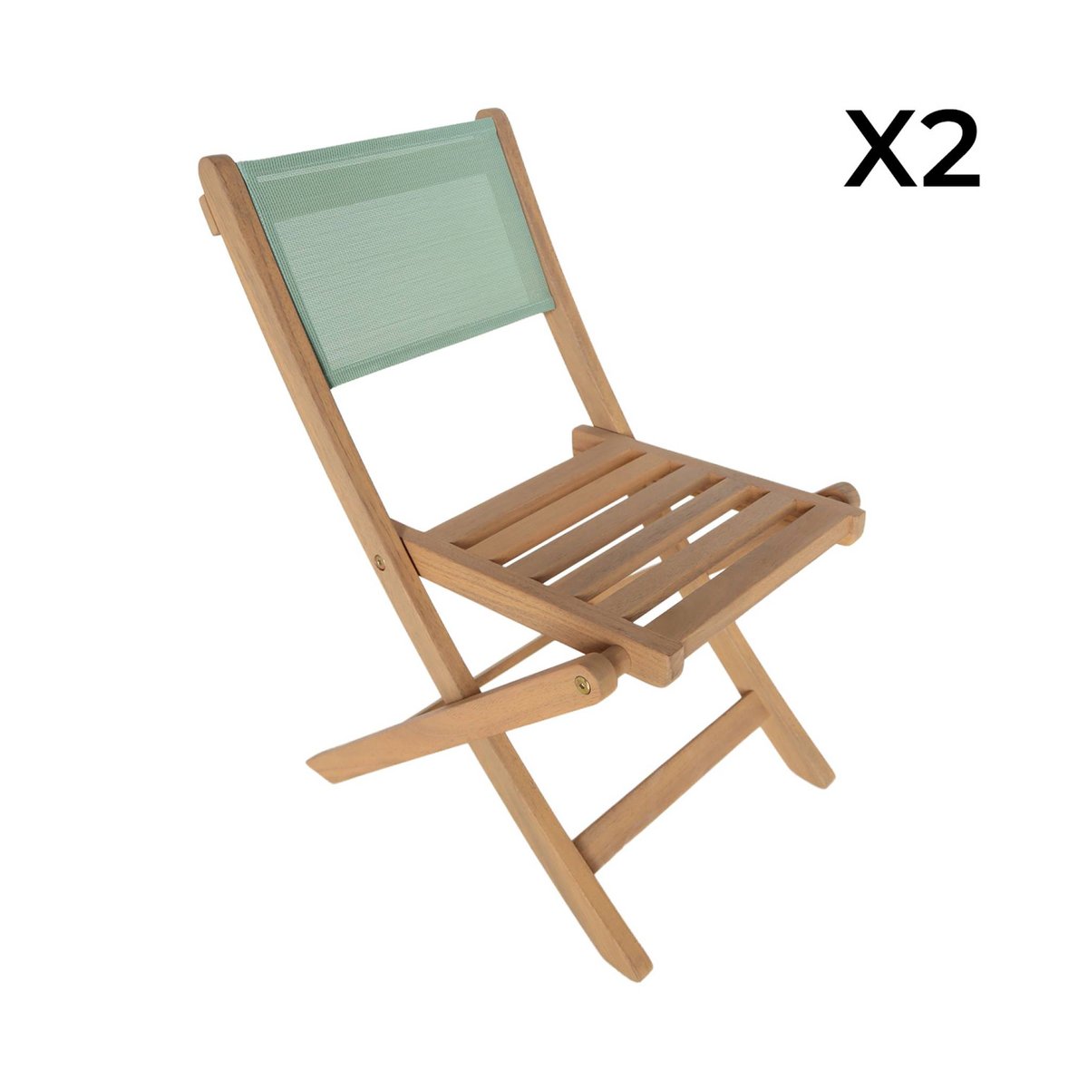 Table de jardin bistrot enfant bois d'acacia + 2 assises ELISE vert de gris, SWEEEK