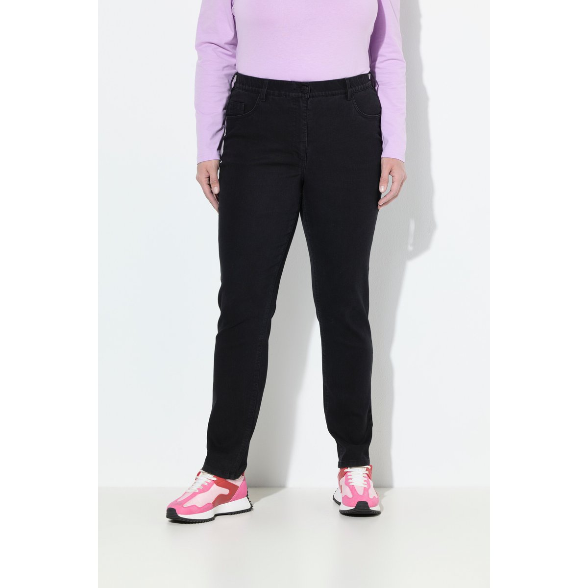 Jean Mia en denim stretch, taille confortable noir, ULLA POPKEN