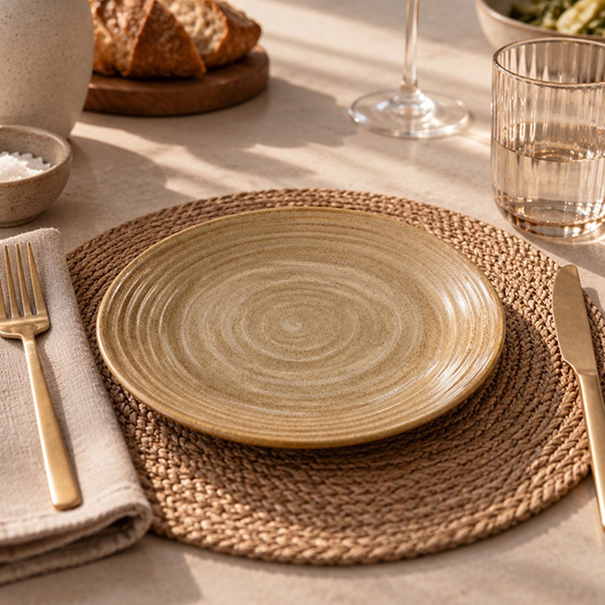 Lot de 6 assiettes à dessert 21cm en grès, TURBOLINO marron, NOVASTYL