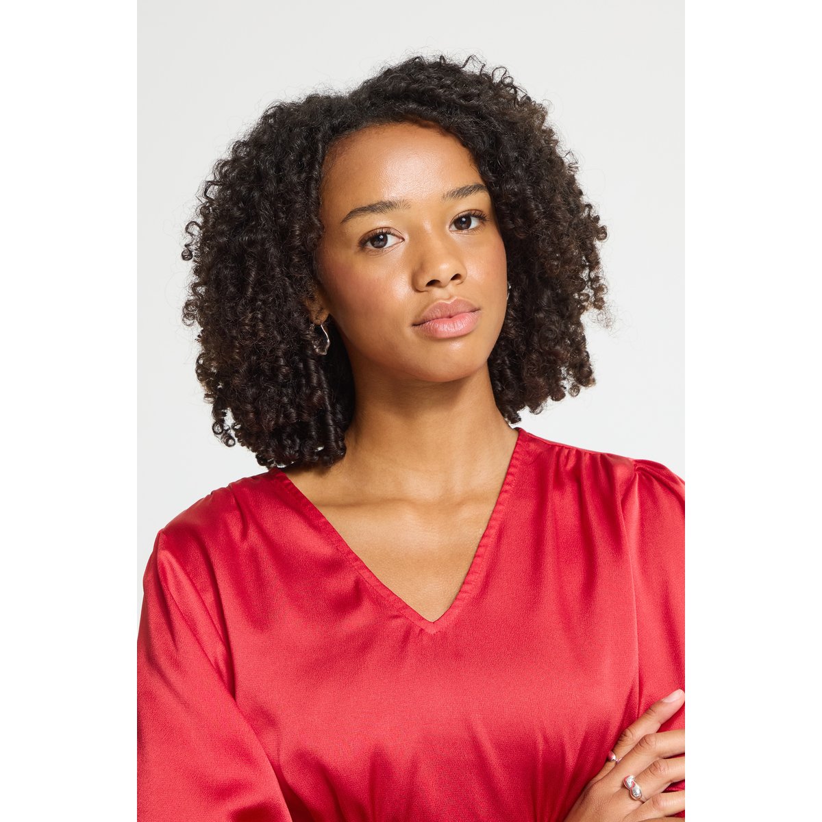 Blouse à manches courtes rouge salsa, ICHI