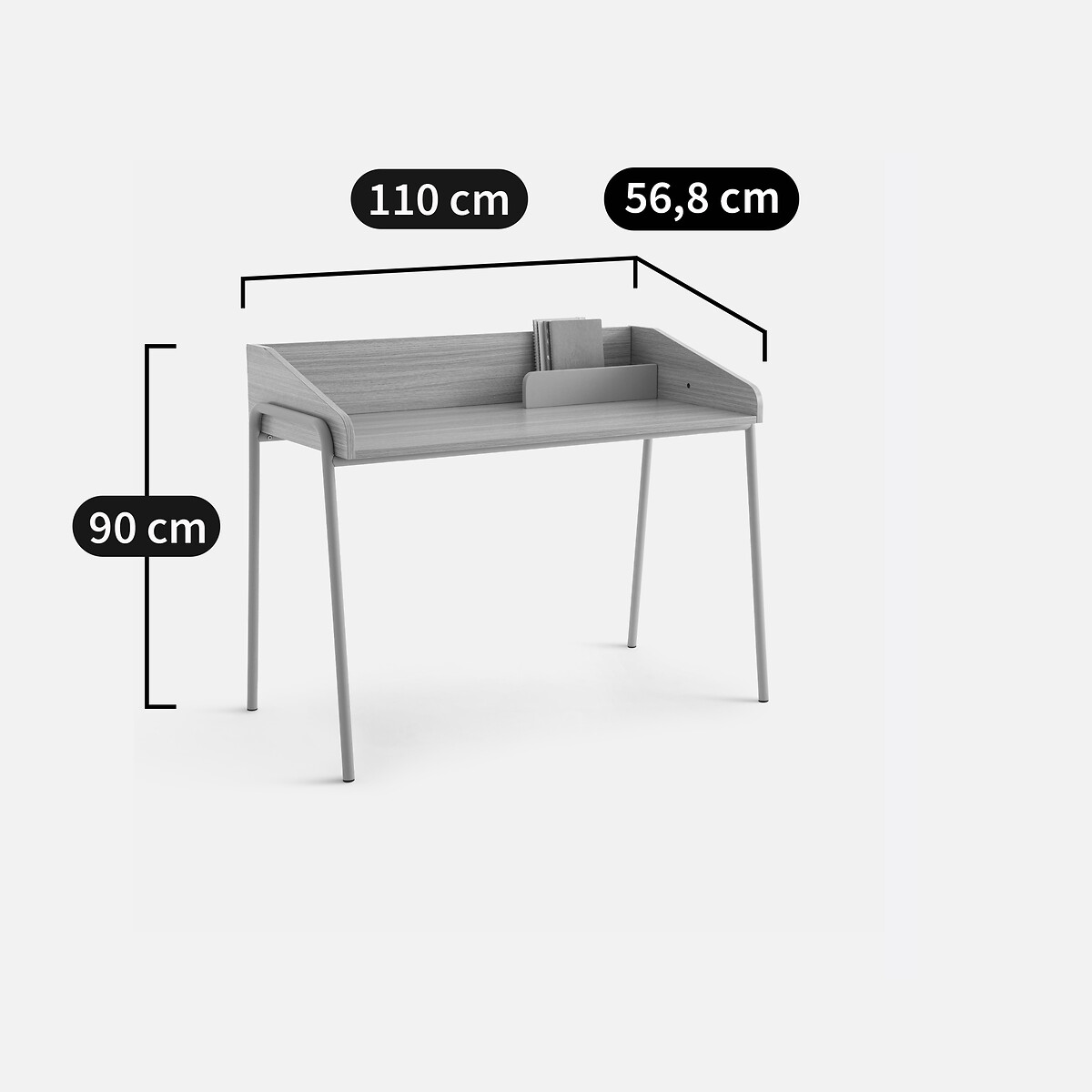 Secretária em aço e MDF, Merlin natural/verde, LA REDOUTE INTERIEURS