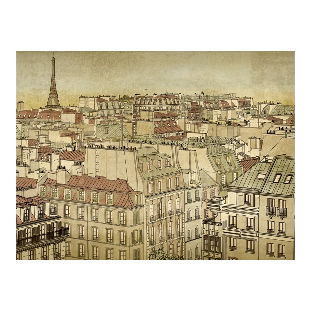 Papier peint intissé panoramique Ville et Architecture Good bye Paris! multicouleur, EDEN