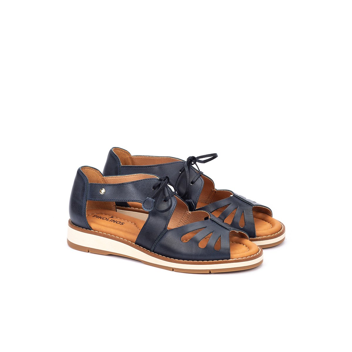 Sandales plates cuir Roquetas blue, PIKOLINOS