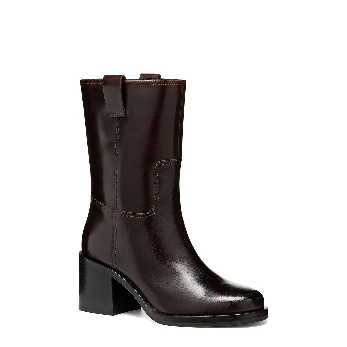 Sobima Heeled Leather Ankle Boots dark brown, GEOX