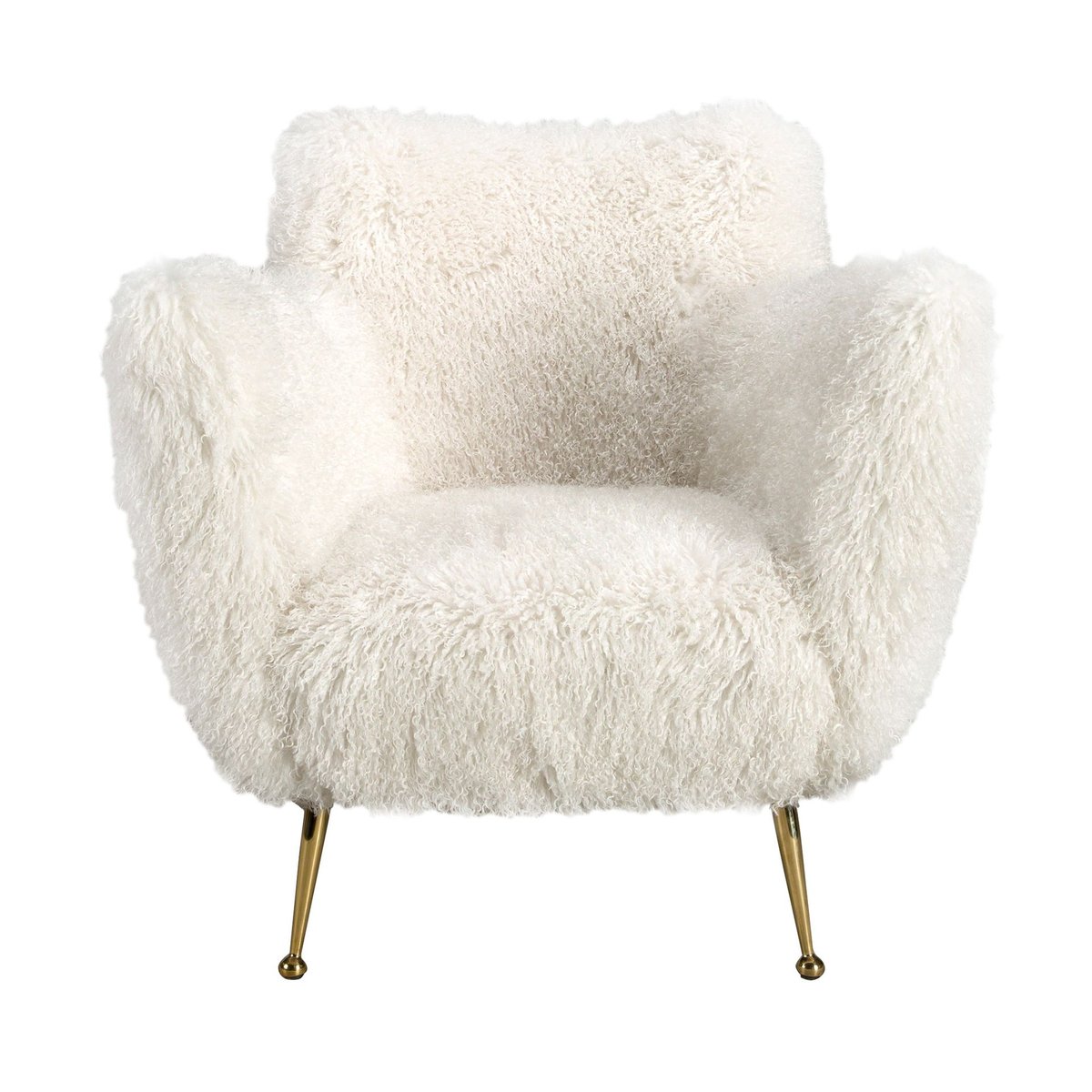 Fauteuil en tissu blanc à poils longs blanc | or, ANGEL CERDA