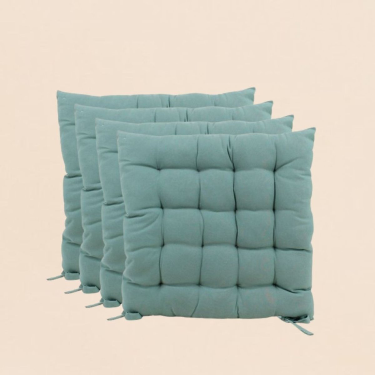 Lot de 4 galettes de chaise 40x40cm vert, ORNAMI