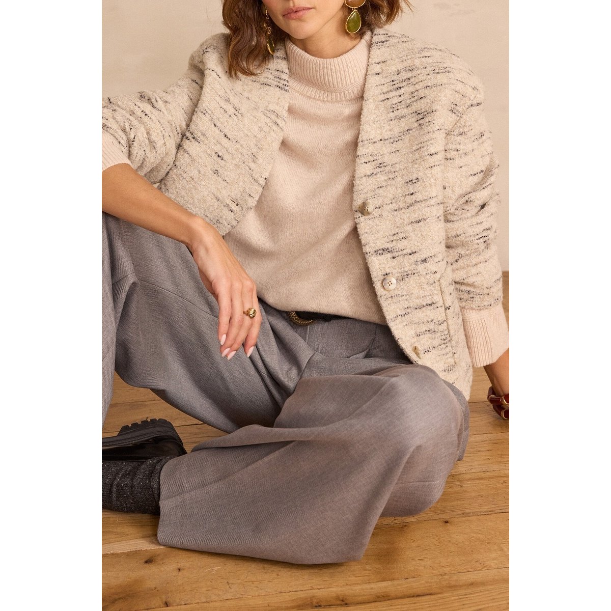 Veste COLETTE en tweed beige, Maison 123