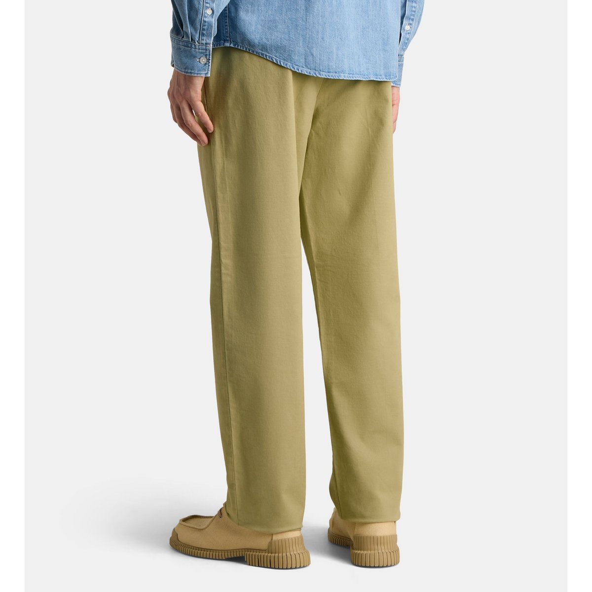 Pantalon chino droit en coton stretch vert amande, GALERIES LAFAYETTE