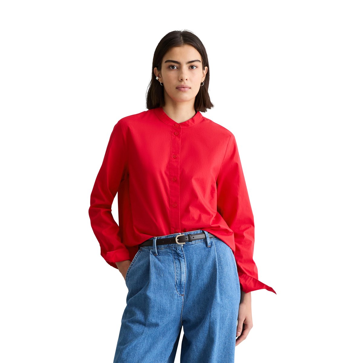 Blouse avec détail de plis regular en pur coton bio rouge clair, MARC O’POLO DENIM