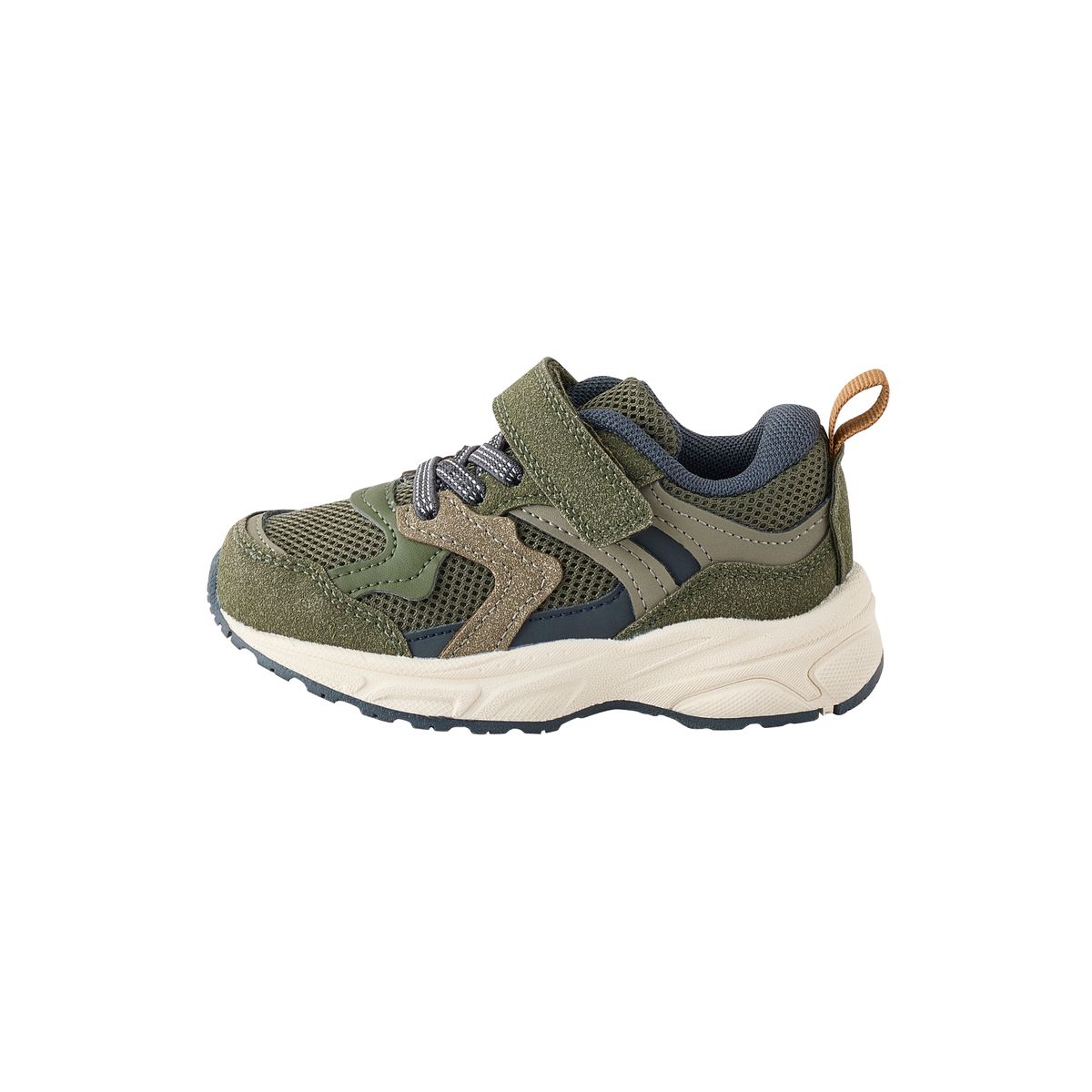 Baskets à lacets élastiques et scratch vert kaki, NEXT
